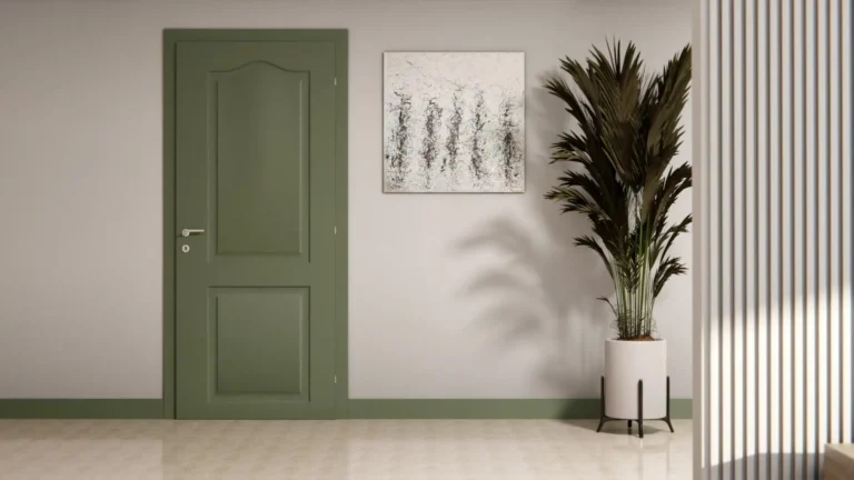 Drzwi wewnętrzne w odcieniu Forest Green (Leśna Zieleń) NH08 wprowadzają elegancję i harmonię natury. Folia meblowa Cover Styl o miękkiej, matowej strukturze SOFT TOUCH tworzy nowoczesny, zrównoważony klimat wnętrza z nutą organicznego spokoju.